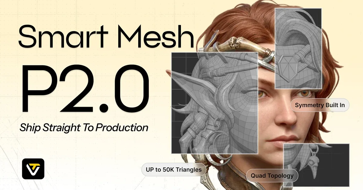 Tripo P2.0 สร้างโมเดล 3 มิติแบบ Quad Mesh โดยตรงจาก AI