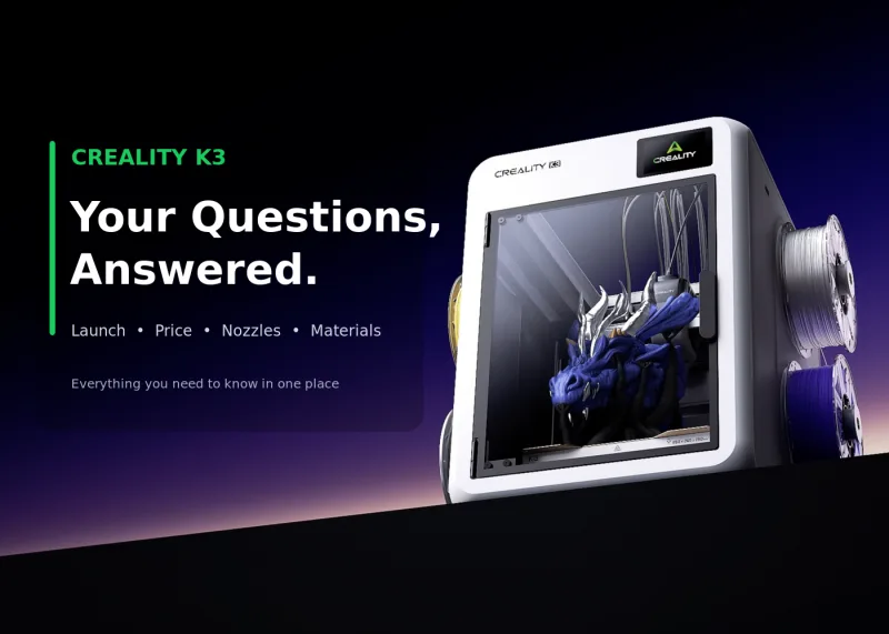 Creality K3 เผยสเปกเครื่องพิมพ์ 3 มิติสลับหัวฉีดอัตโนมัติ